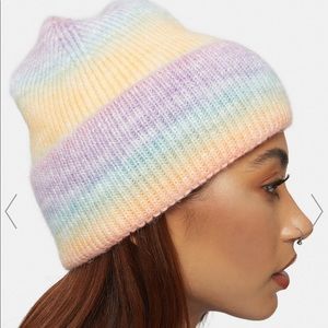 Dolls Kill pastel rainbow knitted hat